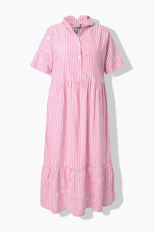 Striped Stand-Up Collar Dress