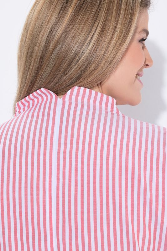 Striped Stand-Up Collar Dress