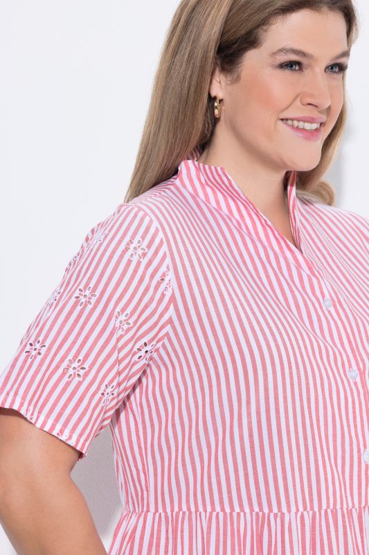 Striped Stand-Up Collar Dress