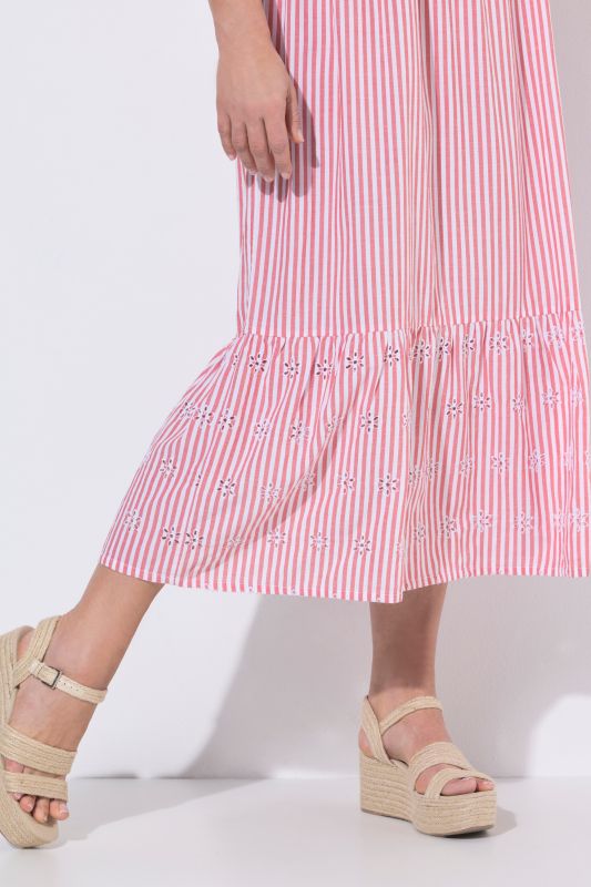 Striped Stand-Up Collar Dress