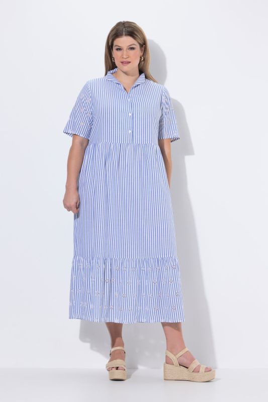 Striped Stand-Up Collar Dress