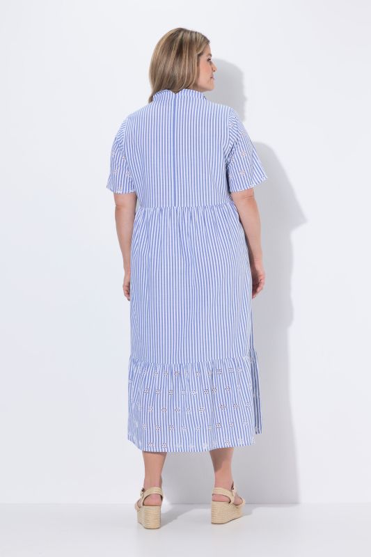 Striped Stand-Up Collar Dress