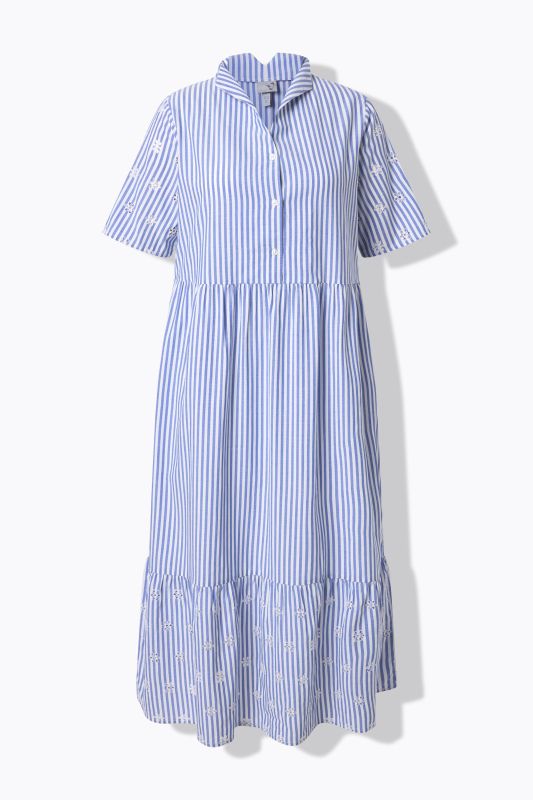 Striped Stand-Up Collar Dress