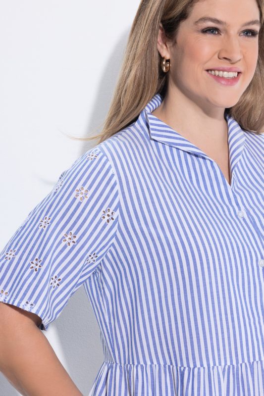 Striped Stand-Up Collar Dress