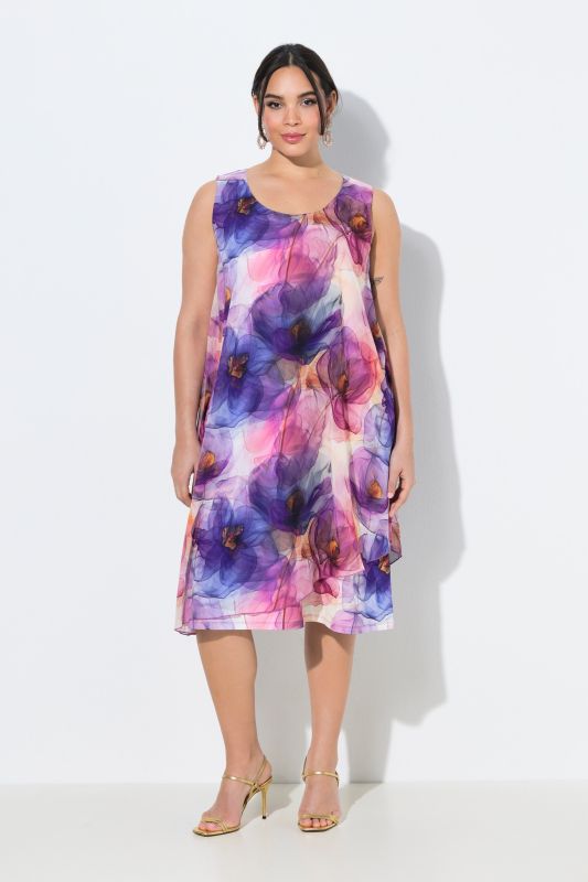 Рокля с шифон и артистичен принт