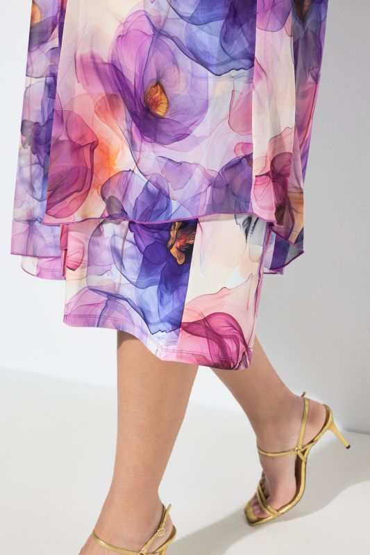 Рокля с шифон и артистичен принт