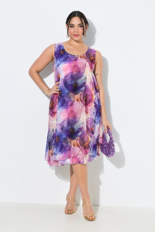 Рокля с шифон и артистичен принт