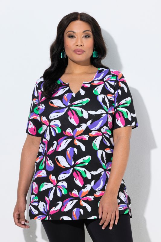 Туника с рисуван флорален принт