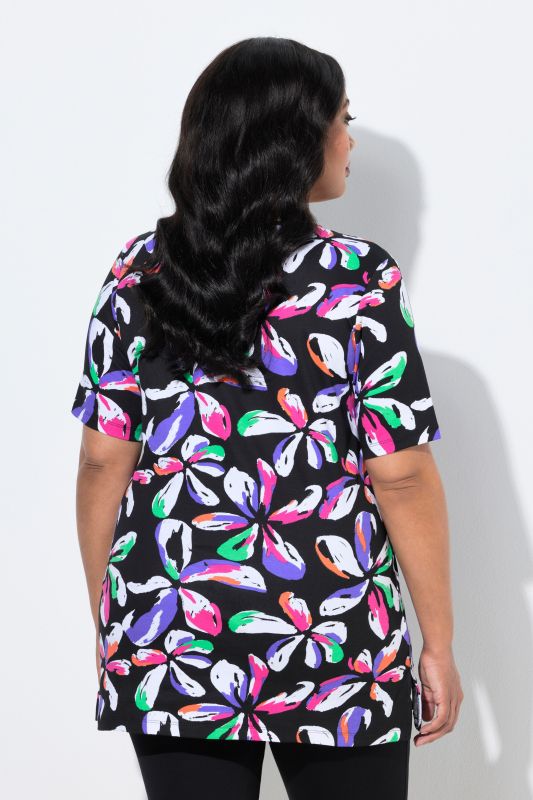 Туника с рисуван флорален принт