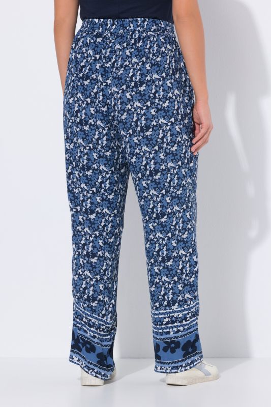 Floral Print Elastic Waist Palazzo Pants