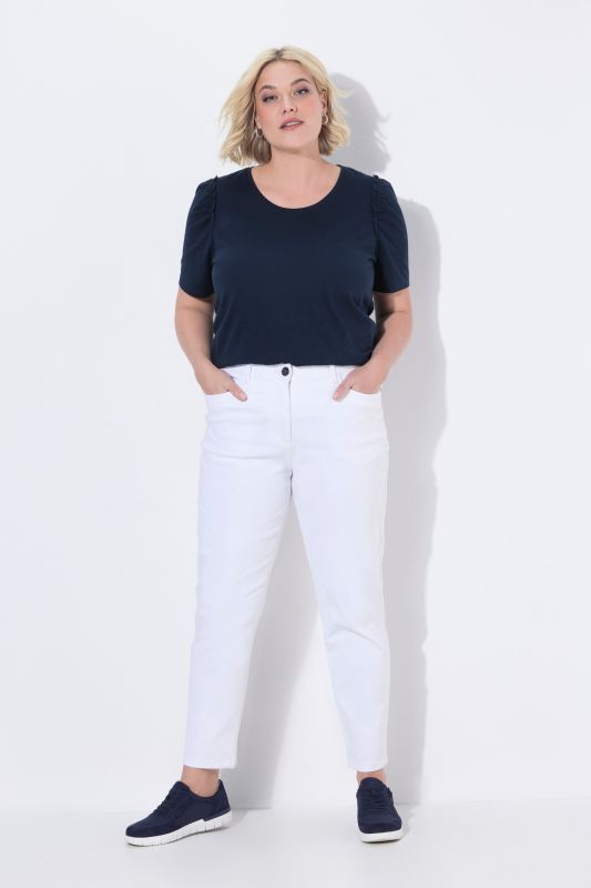 White Stretch Fit Mom Jeans