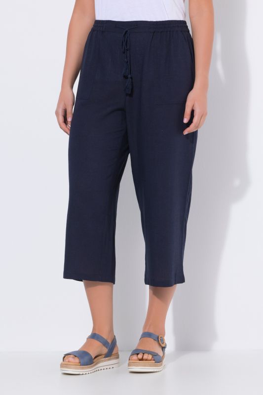 Linen Blend Elastic Waist Culottes