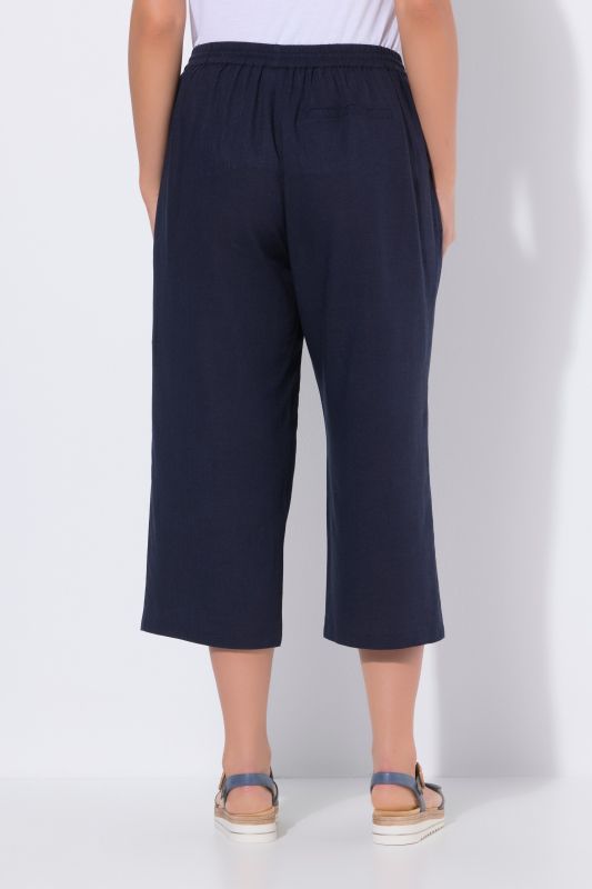 Linen Blend Elastic Waist Culottes