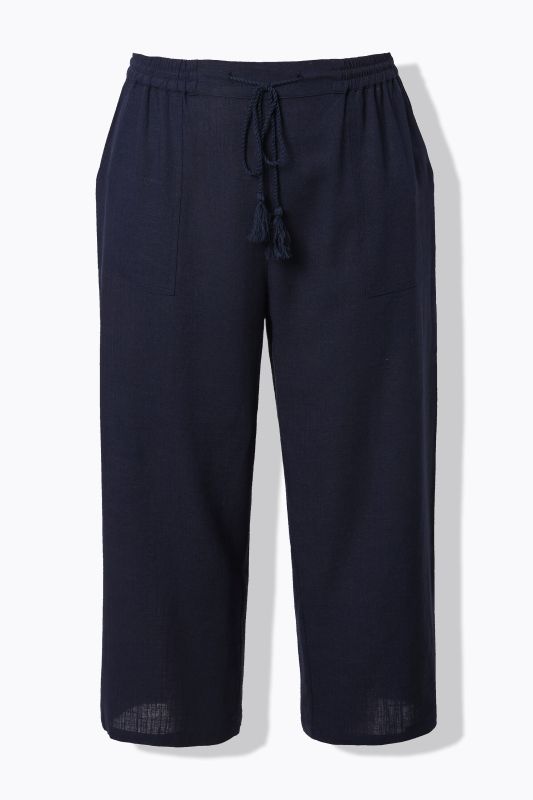 Linen Blend Elastic Waist Culottes