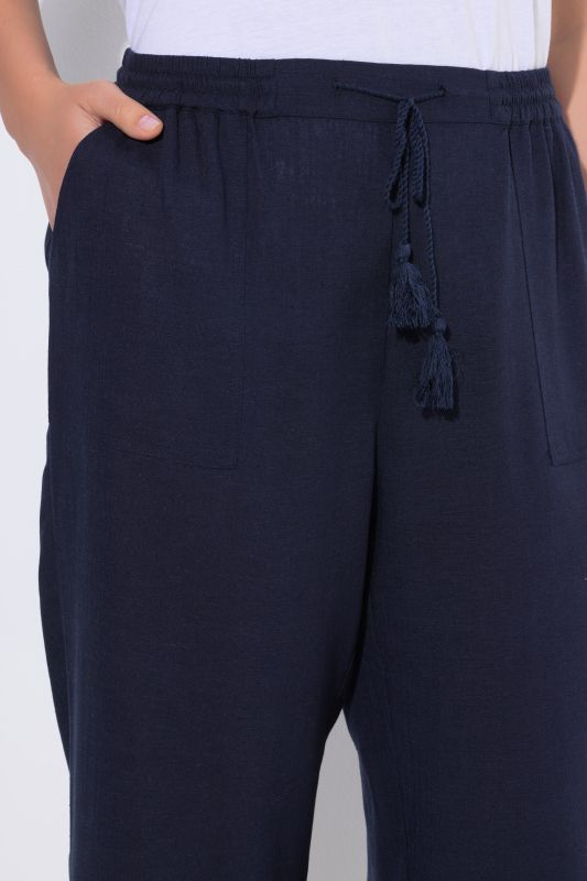 Linen Blend Elastic Waist Culottes