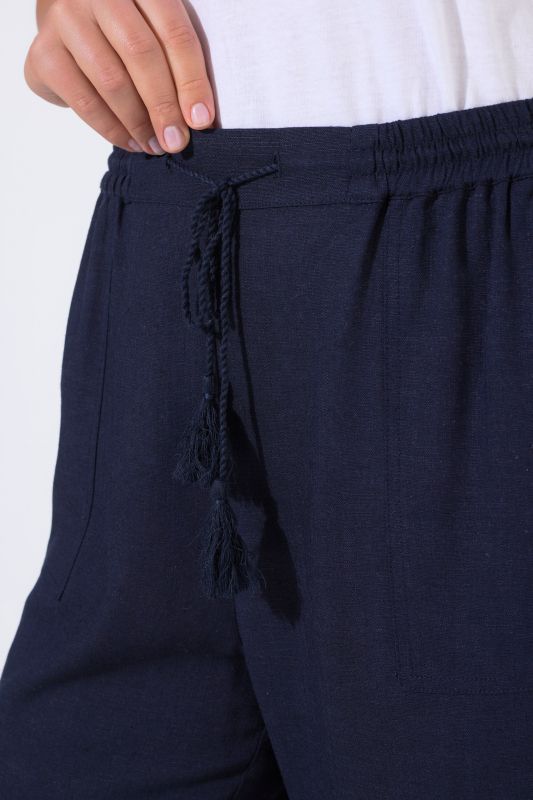 Linen Blend Elastic Waist Culottes