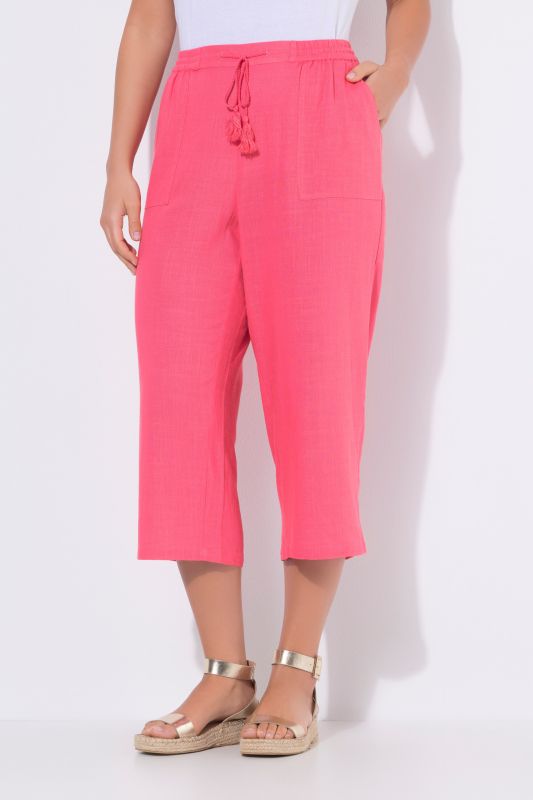 Linen Blend Elastic Waist Culottes