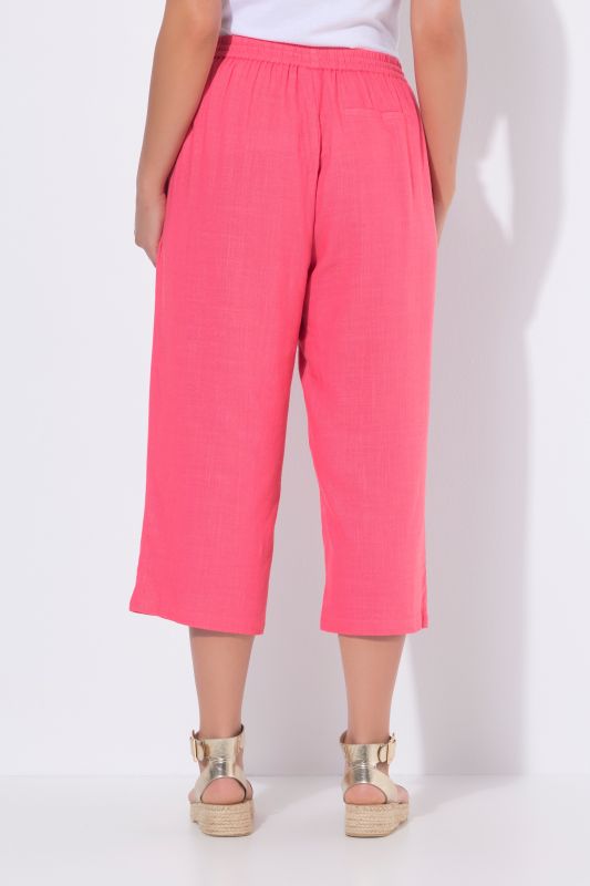 Linen Blend Elastic Waist Culottes