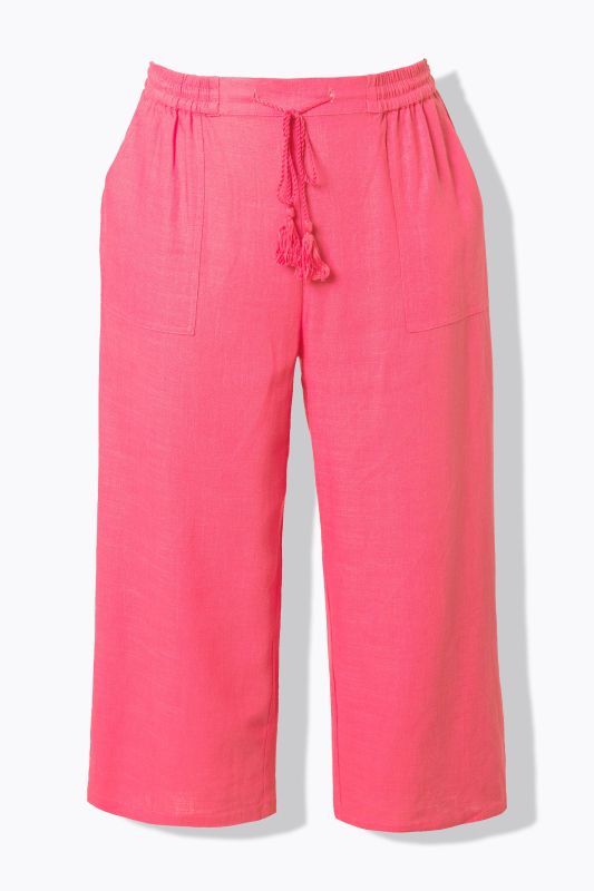 Linen Blend Elastic Waist Culottes