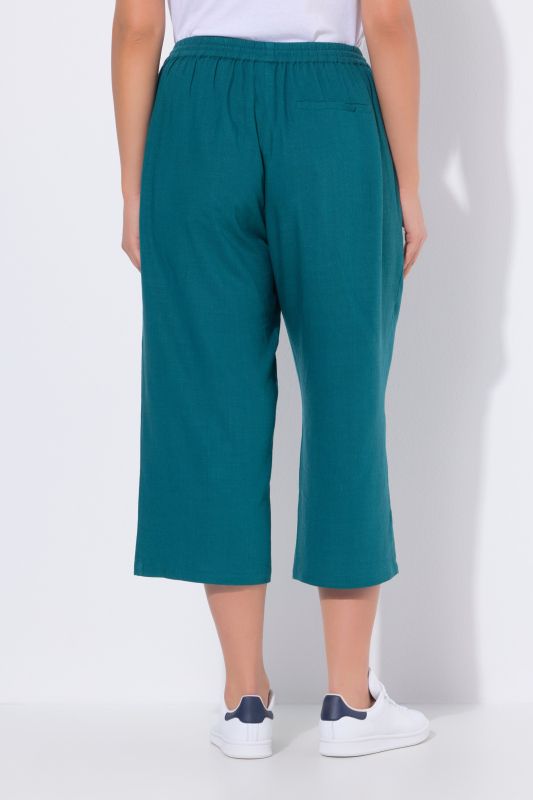 Linen Blend Elastic Waist Culottes