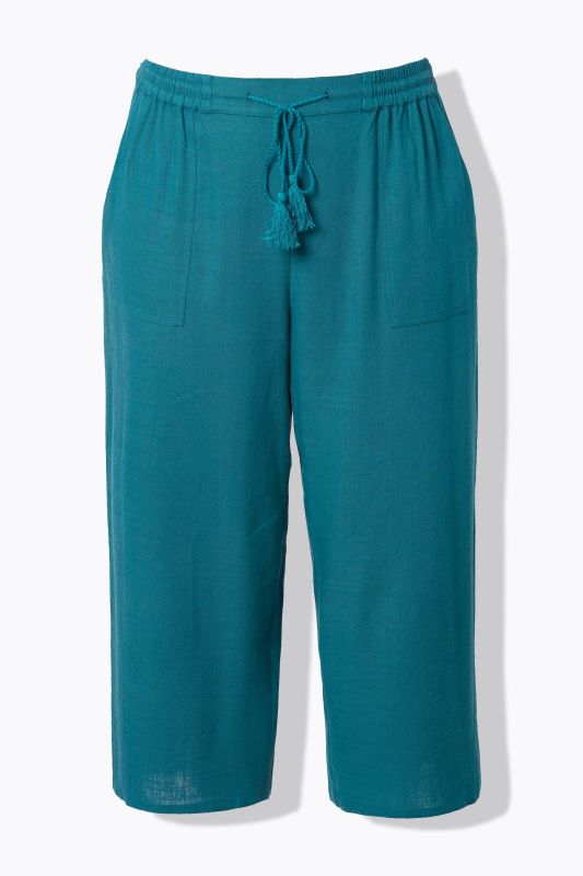 Linen Blend Elastic Waist Culottes