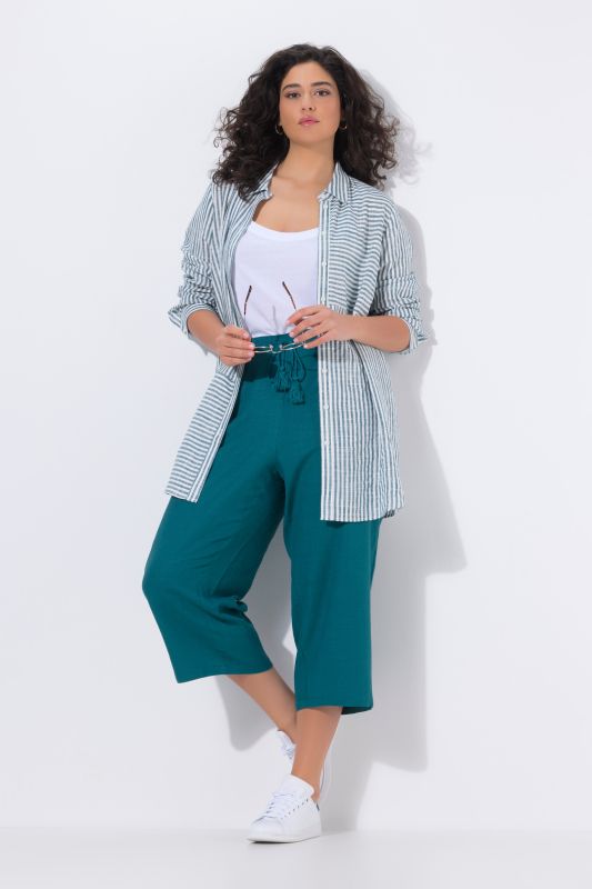 Linen Blend Elastic Waist Culottes