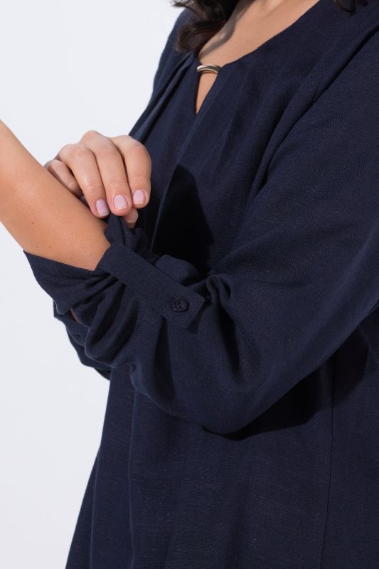 Блуза ленена с метален акцент