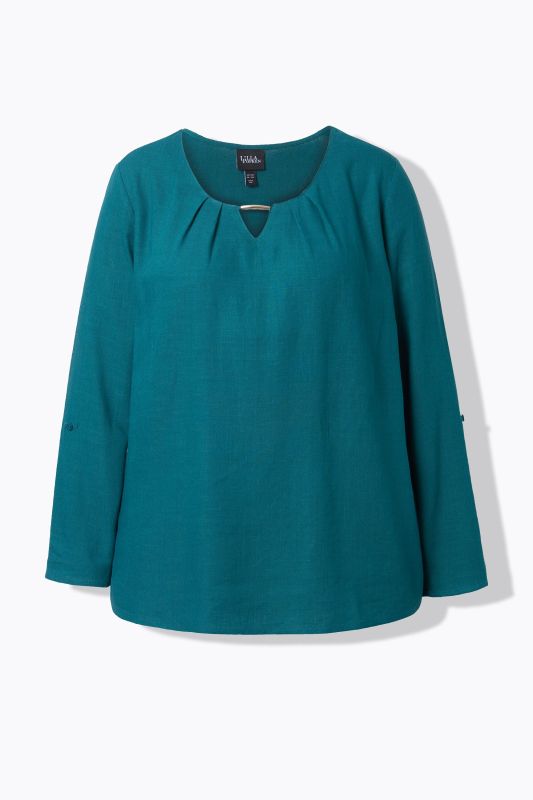 Блуза ленена с метален акцент