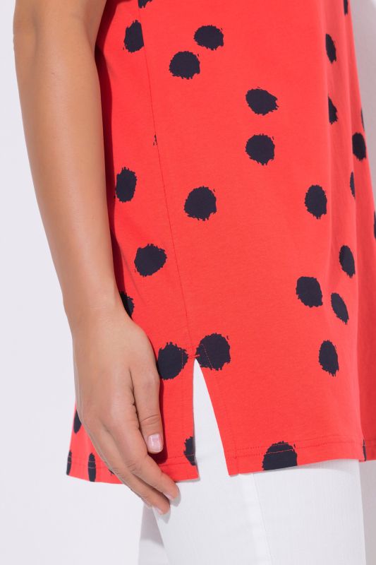 Туника с принт на точки и квадратно деколте