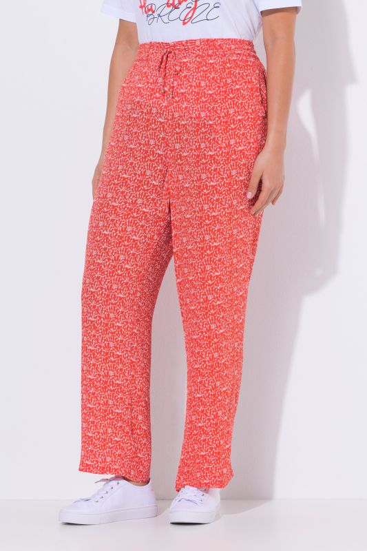 Shell Print Elastic Waist Crepe Pants