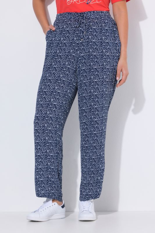 Shell Print Elastic Waist Crepe Pants