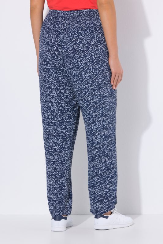 Shell Print Elastic Waist Crepe Pants