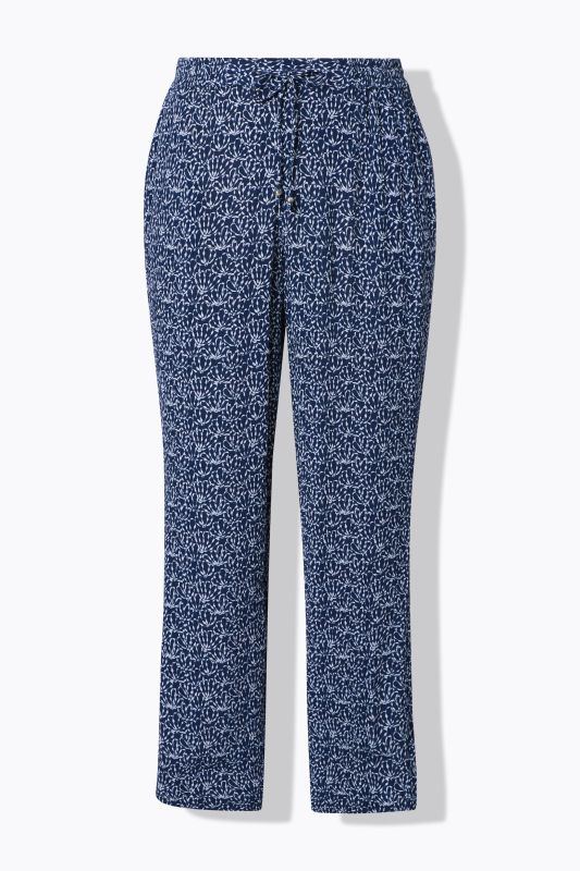 Shell Print Elastic Waist Crepe Pants