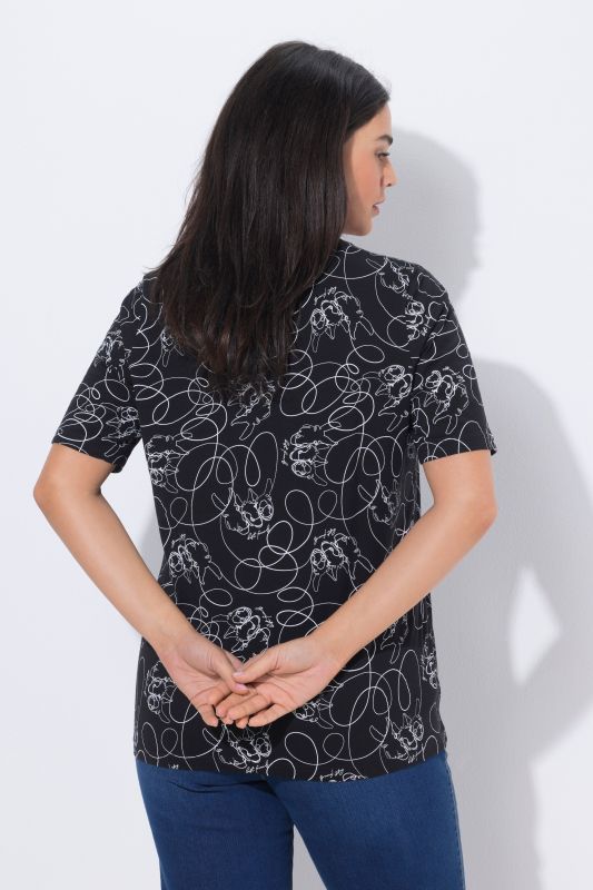 Тениска с животински принт с линии