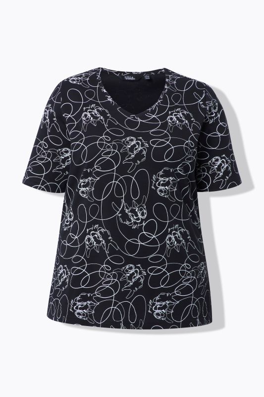 Тениска с животински принт с линии