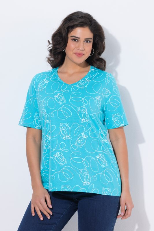 Тениска с животински принт с линии