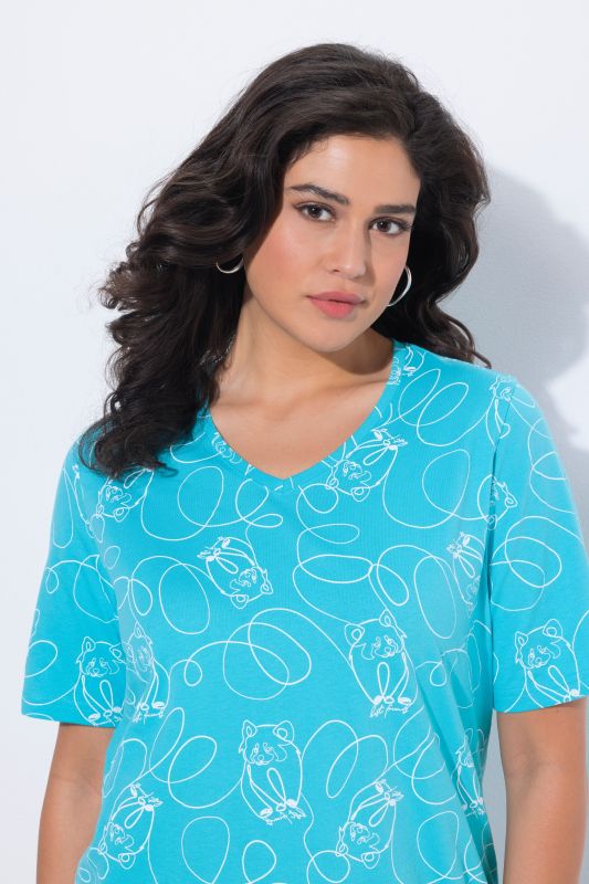 Тениска с животински принт с линии