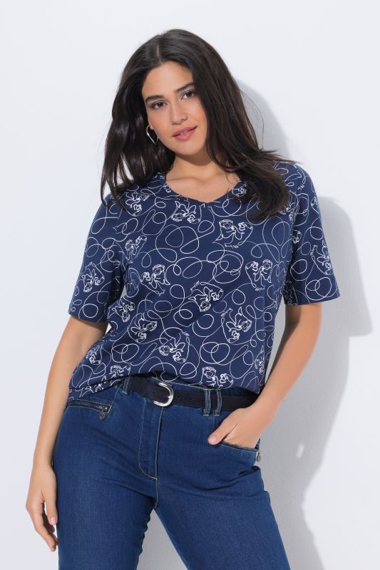 Тениска с животински принт с линии