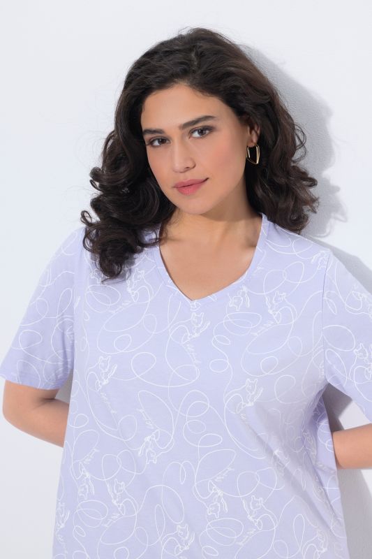 Тениска с животински принт с линии