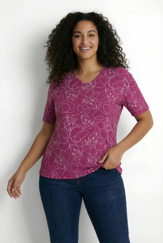 Тениска с животински принт с линии