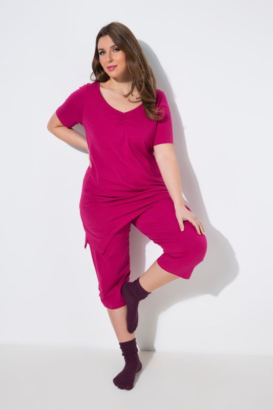 Pointed Hem Two Piece Pajama Set