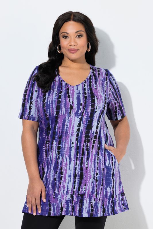 Batik Stripe A-Line Knit Tunic