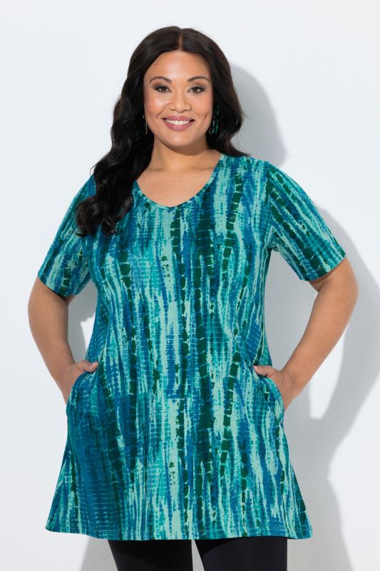 Batik Stripe A-Line Knit Tunic