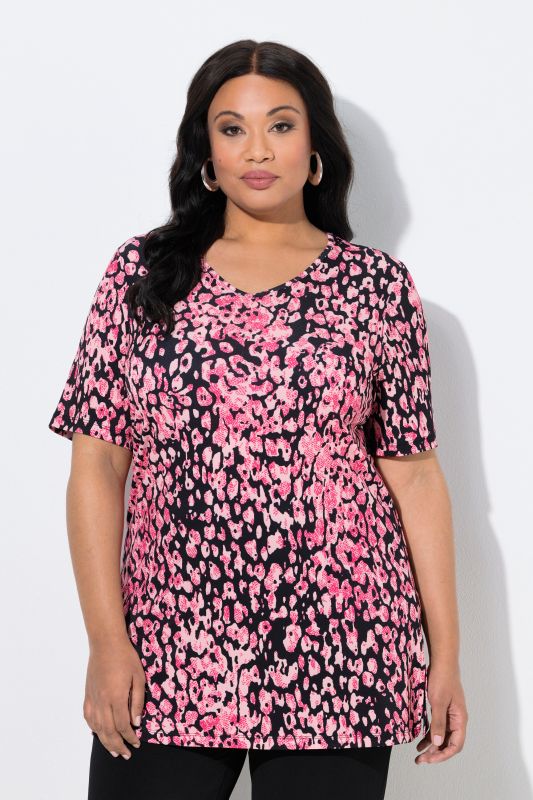 Matte Jersey Pink Leopard Short Sleeve Tunic