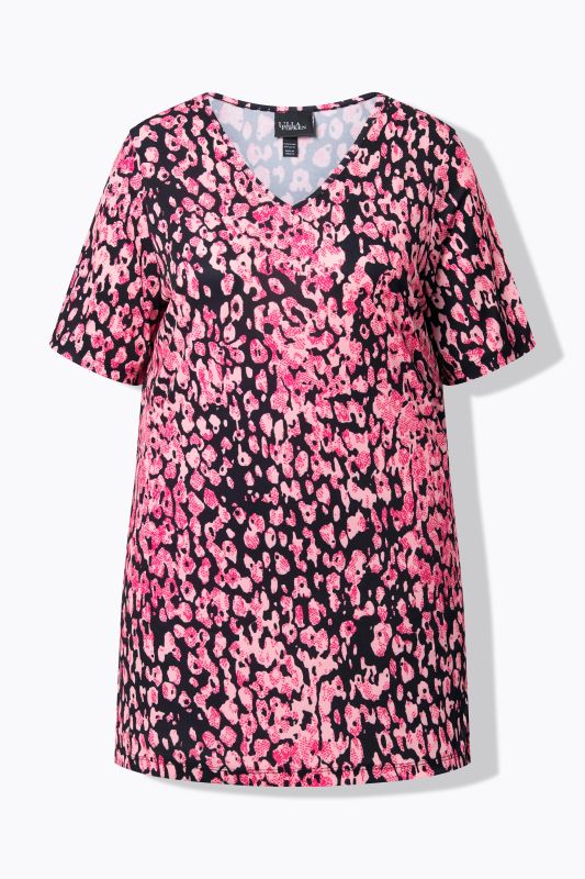 Matte Jersey Pink Leopard Short Sleeve Tunic