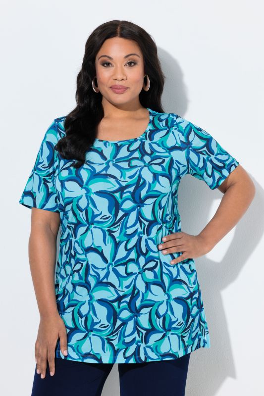 Matte Jersey Impressionist Floral A-Line Tunic