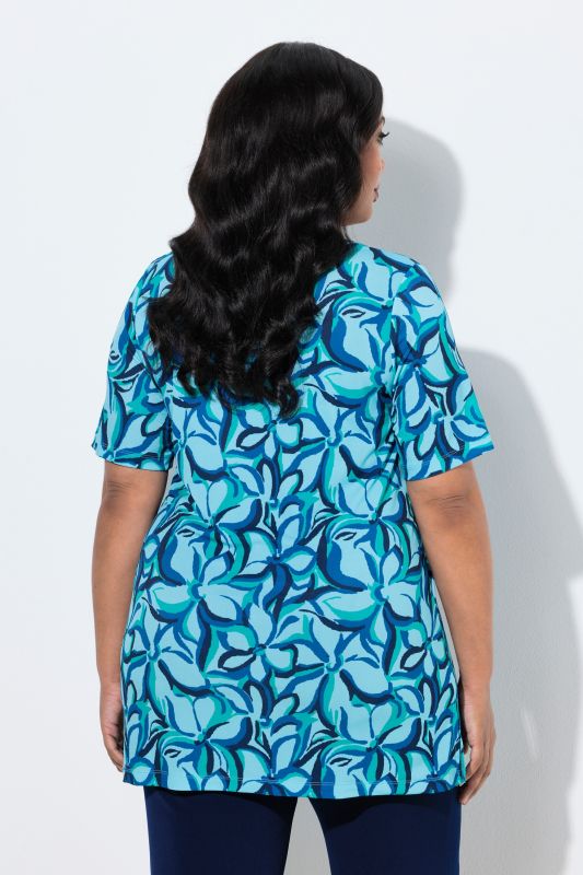 Matte Jersey Impressionist Floral A-Line Tunic