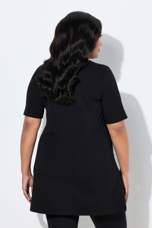 Brushsroke Floral Motif A-Line Knit Tunic