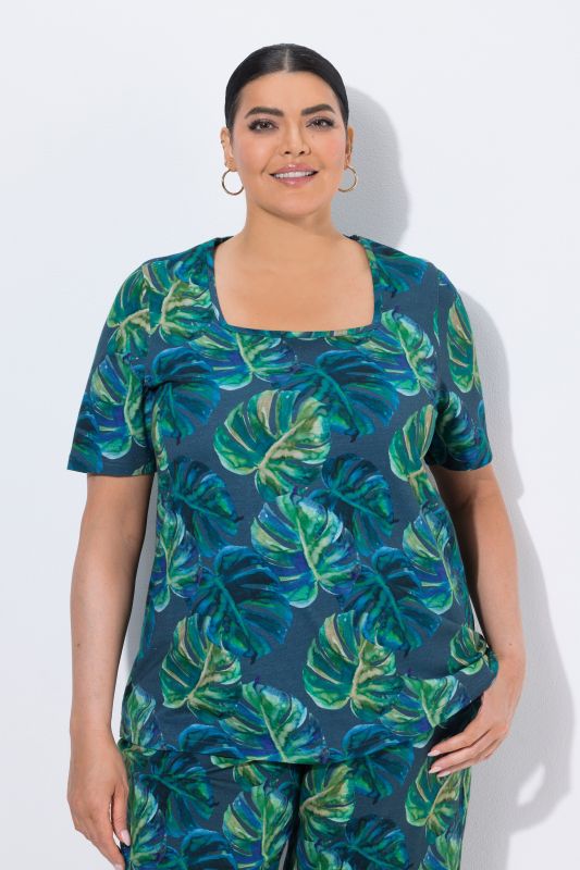 Monstera Print Knit T-Shirt