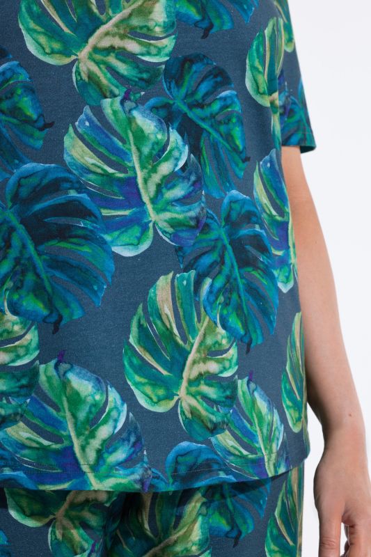 Monstera Print Knit T-Shirt